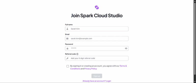 Spark Account Setup